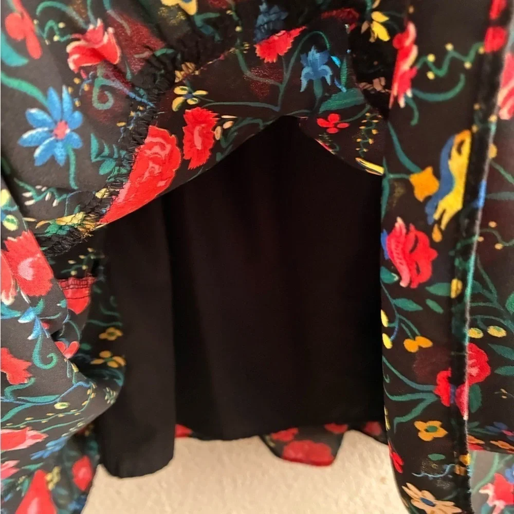 J. Crew Women’s Floral Printed Flutter Sleeveless Multicolor Keyhole Dress XS